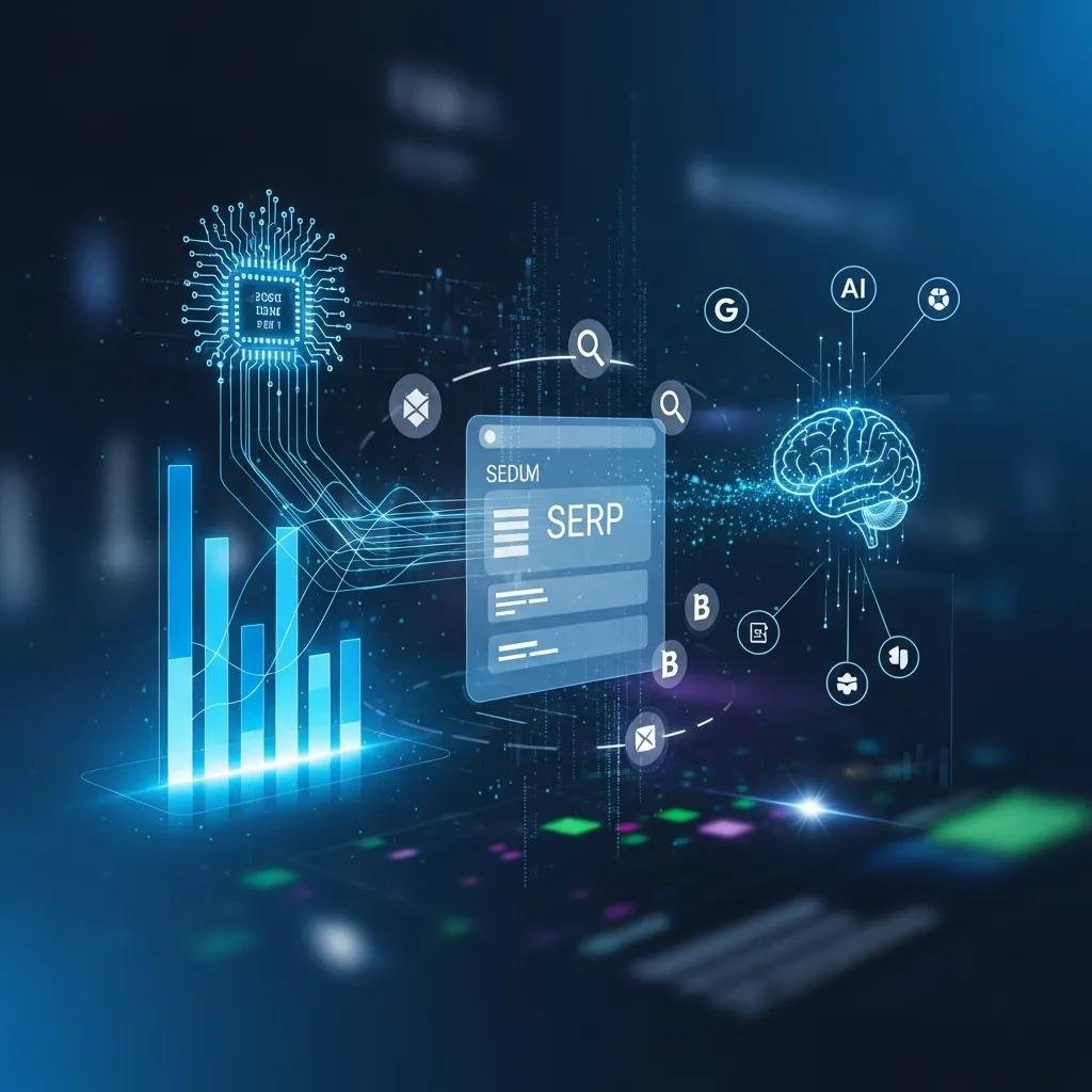 Abstract representation of SEO optimization and AI integration in marketing