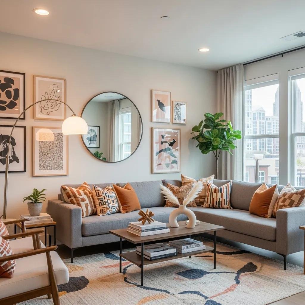 Modern interior design showcasing stylish living room elements in Charlotte