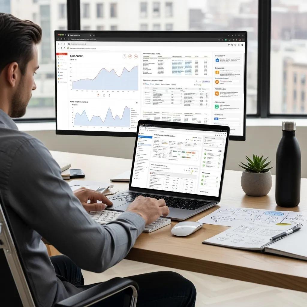 Professional analyzing website performance through a comprehensive SEO audit