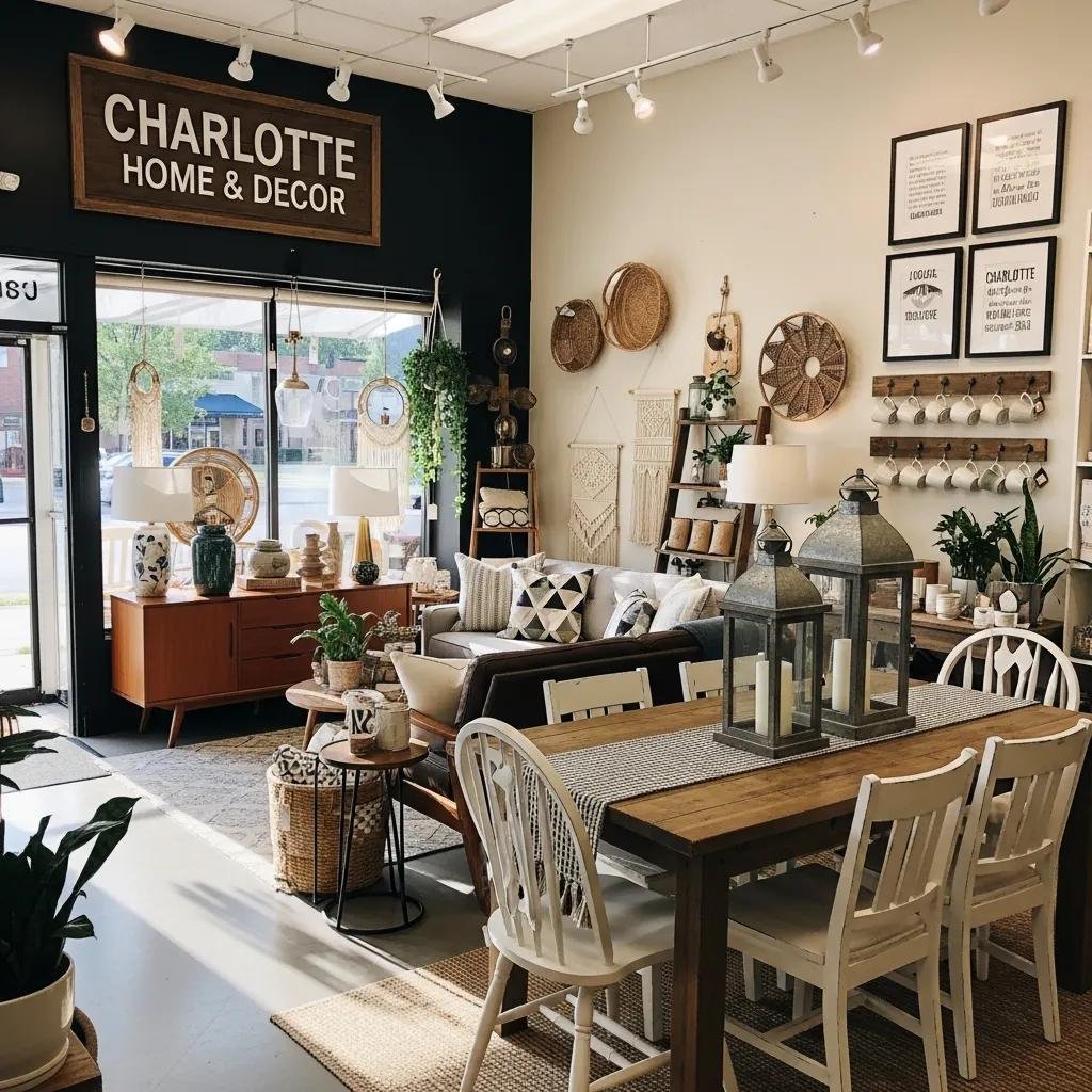 Trendy home decor styles and unique accessories displayed in a Charlotte store